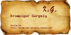 Krompiger Gergely névjegykártya